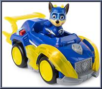 Chase from Paw Patrol - Mighty Pups Super Paws - Deluxe Vehicles manufactured by Spinmaster [Loose]