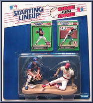Ryne Sandberg / Vince Coleman from Starting Lineup - Baseball - One on One - 1989 manufactured by Kenner [Front]