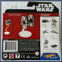 First Order Special Forces TIE Fighter from Star Wars - Hot Wheels Starships - Rogue One manufactured by Mattel [Back]