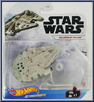 Millennium Falcon from Star Wars - Hot Wheels Starships - White Card / Black Letters manufactured by Mattel [Front]