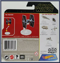 TIE Fighter from Star Wars - Hot Wheels Starships - Yellow Outlined Letters manufactured by Mattel [Back]