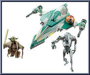 Yoda's Jedi Attack Fighter (with Yoda / Super Battle Droid) from Star Wars - Movie Heroes - Yoda Package - Vehicles manufactured by Hasbro [Loose]