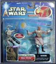 Mace Windu (with Blast-Apart Battle Droid) from Star Wars - Saga - Attack of the Clones - Deluxe Figures manufactured by Hasbro [Front]