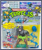Machine Gunnin' Rocksteady from Teenage Mutant Ninja Turtles - Wacky Action manufactured by Playmates [Front]