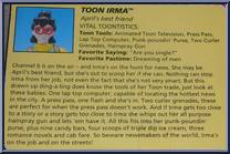 Irma with Toon Texture from Teenage Mutant Ninja Turtles - Toon Turtles manufactured by Playmates [File Card]