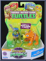 Leo & Triceratops from Teenage Mutant Ninja Turtles - Half Shell Heroes - 2-Packs manufactured by Playmates [Front]
