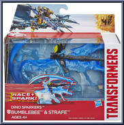 Bumblebee & Strafe (Dinobot) from Transformers - Age of Extinction - Robots in Disguise - Dino Sparkers manufactured by Hasbro [Front]