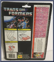 Guzzle from Transformers - Generation 1 - Series 5 manufactured by Hasbro [Back]