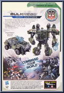 Bulkhead from Transformers - Prime - Commander Class manufactured by Hasbro [Back]