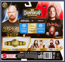 Stone Cold Steve Austin vs Triple H from WWE Championship Showdown - Series 15 manufactured by Mattel [Back]