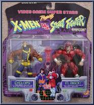 Cyclops vs. M. Bison from X-Men - vs Street Fighter - Series 1 manufactured by Toy Biz [Front]